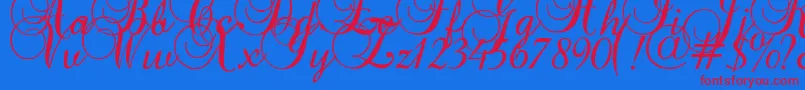 Czcionka Baroqueantiquescript – czerwone czcionki na niebieskim tle
