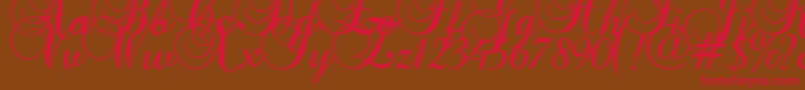 Baroqueantiquescript-Schriftart – Rote Schriften auf braunem Hintergrund