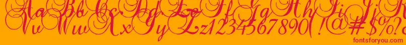 Baroqueantiquescript-Schriftart – Rote Schriften auf orangefarbenem Hintergrund