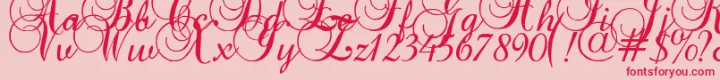 フォントBaroqueantiquescript – ピンクの背景に赤い文字