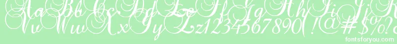 フォントBaroqueantiquescript – 緑の背景に白い文字