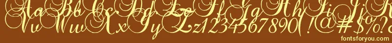 Czcionka Baroqueantiquescript – żółte czcionki na brązowym tle