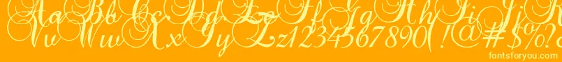 Baroqueantiquescript-Schriftart – Gelbe Schriften auf orangefarbenem Hintergrund