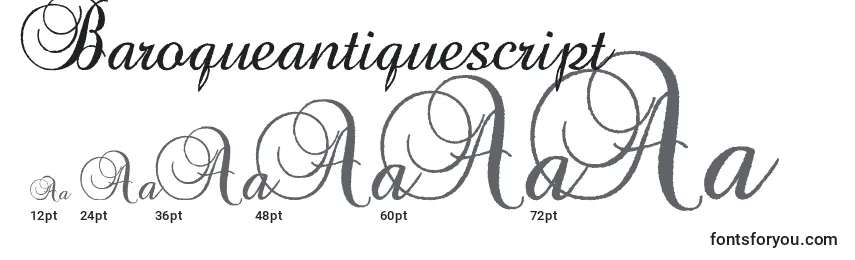 Размеры шрифта Baroqueantiquescript