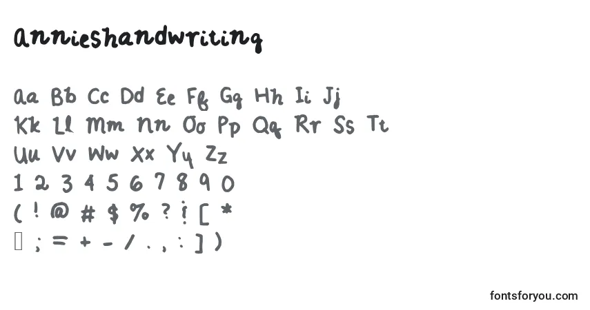 Schriftart Annieshandwriting – Alphabet, Zahlen, spezielle Symbole