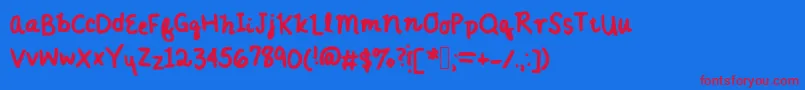 Annieshandwriting Font – Red Fonts on Blue Background