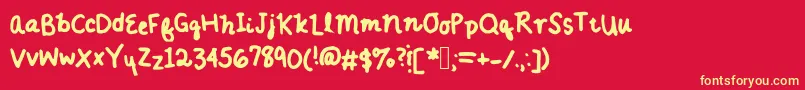 Annieshandwriting Font – Yellow Fonts on Red Background