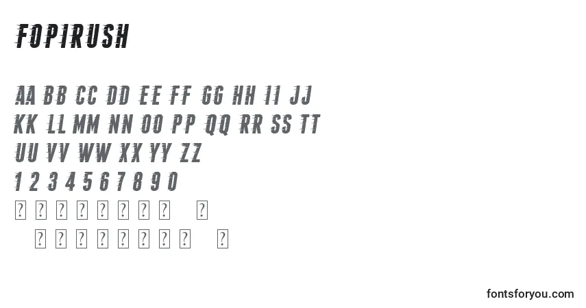 FopiRushフォント–アルファベット、数字、特殊文字