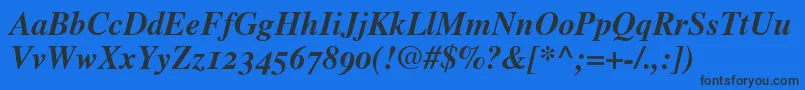 Шрифт TimesBoldItalicOldStyleFigures – чёрные шрифты на синем фоне