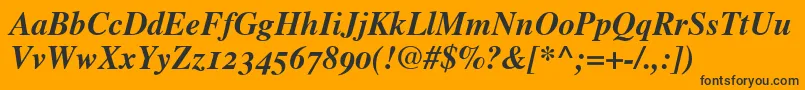 Шрифт TimesBoldItalicOldStyleFigures – чёрные шрифты на оранжевом фоне