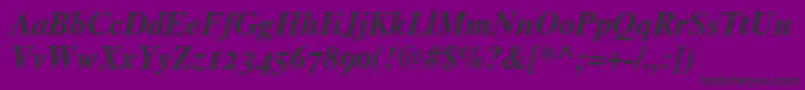 TimesBoldItalicOldStyleFigures-fontti – mustat fontit violetilla taustalla