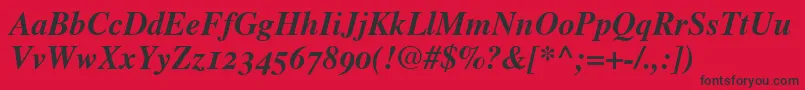 TimesBoldItalicOldStyleFigures Font – Black Fonts on Red Background