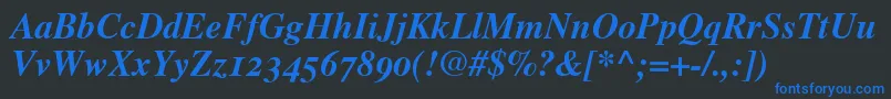 TimesBoldItalicOldStyleFigures Font – Blue Fonts on Black Background