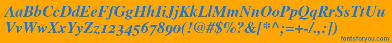 TimesBoldItalicOldStyleFigures Font – Blue Fonts on Orange Background