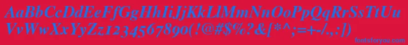 TimesBoldItalicOldStyleFigures Font – Blue Fonts on Red Background