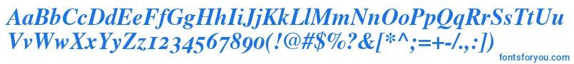 フォントTimesBoldItalicOldStyleFigures – 白い背景に青い文字
