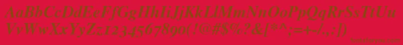 フォントTimesBoldItalicOldStyleFigures – 赤い背景に茶色の文字