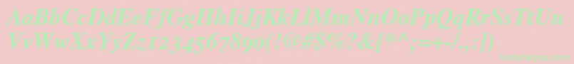 TimesBoldItalicOldStyleFigures Font – Green Fonts on Pink Background