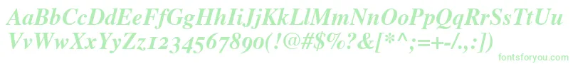 TimesBoldItalicOldStyleFigures-Schriftart – Grüne Schriften auf weißem Hintergrund