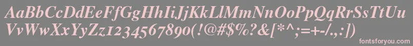 TimesBoldItalicOldStyleFigures Font – Pink Fonts on Gray Background