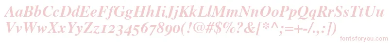 フォントTimesBoldItalicOldStyleFigures – 白い背景にピンクのフォント