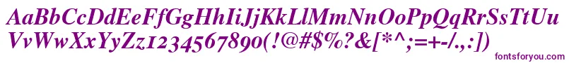 TimesBoldItalicOldStyleFigures Font – Purple Fonts on White Background