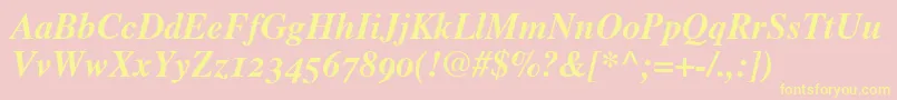 TimesBoldItalicOldStyleFigures Font – Yellow Fonts on Pink Background