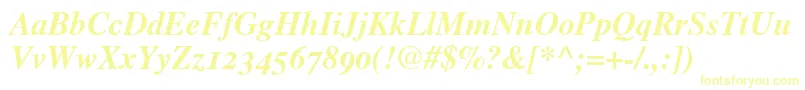 フォントTimesBoldItalicOldStyleFigures – 白い背景に黄色の文字