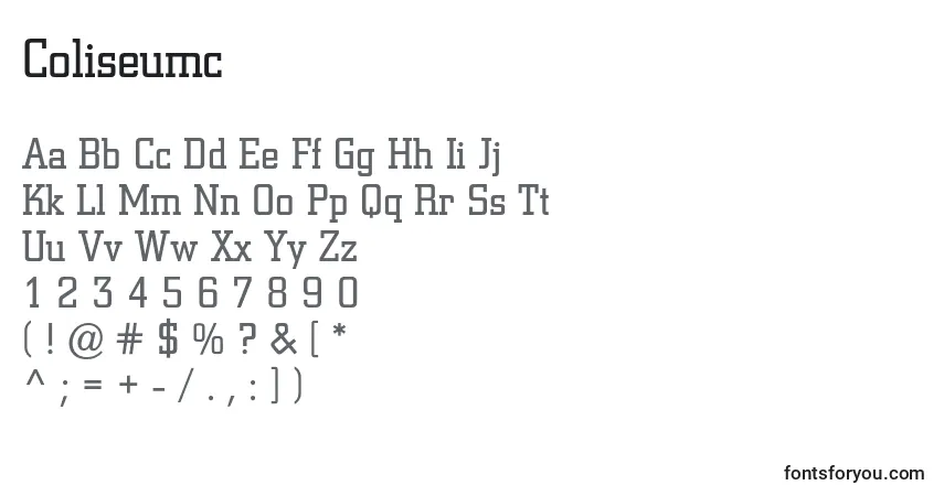 Шрифт Coliseumc – алфавит, цифры, специальные символы
