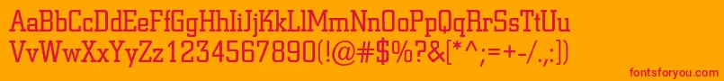 Coliseumc-Schriftart – Rote Schriften auf orangefarbenem Hintergrund