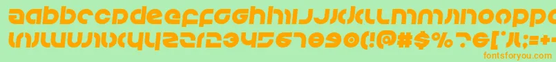 フォントKovacssemital – オレンジの文字が緑の背景にあります。