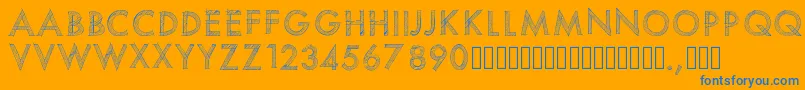 Pwscratchedfont-Schriftart – Blaue Schriften auf orangefarbenem Hintergrund