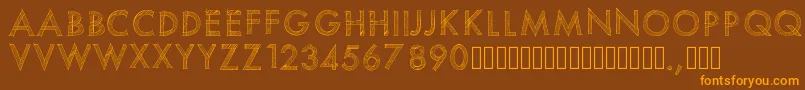 Pwscratchedfont-Schriftart – Orangefarbene Schriften auf braunem Hintergrund
