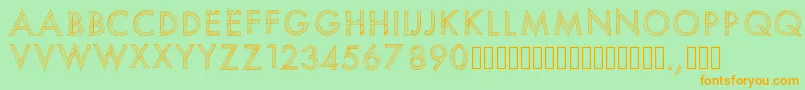 Pwscratchedfont-Schriftart – Orangefarbene Schriften auf grünem Hintergrund