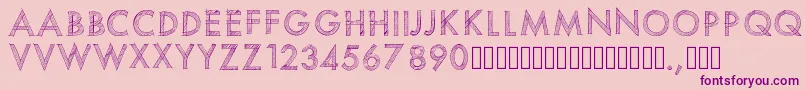 Czcionka Pwscratchedfont – fioletowe czcionki na różowym tle