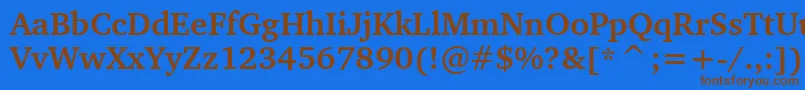 フォントCharterBoldBt – 茶色の文字が青い背景にあります。