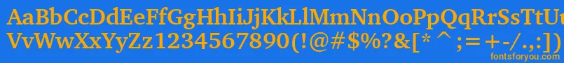 Saiba mais sobre a fonte CharterBoldBt Fonte CharterBoldBt – fontes laranjas em um fundo azul