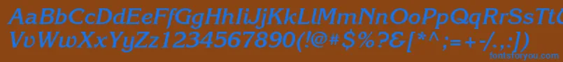 KorinnaettBolditalic Font – Blue Fonts on Brown Background