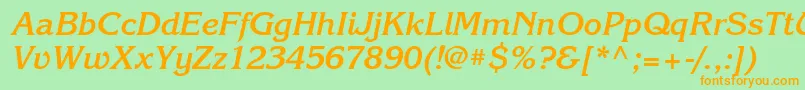 フォントKorinnaettBolditalic – オレンジの文字が緑の背景にあります。