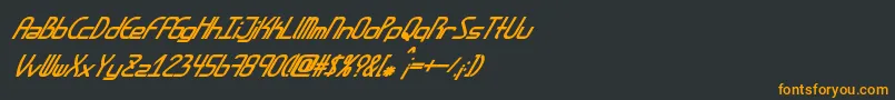 フォントAmplitudesbolditalic – 黒い背景にオレンジの文字