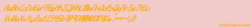 フォントAmplitudesbolditalic – オレンジの文字がピンクの背景にあります。