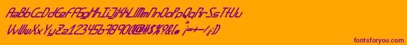 Amplitudesbolditalic-Schriftart – Violette Schriften auf orangefarbenem Hintergrund