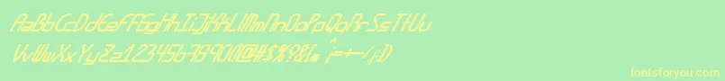 フォントAmplitudesbolditalic – 黄色の文字が緑の背景にあります