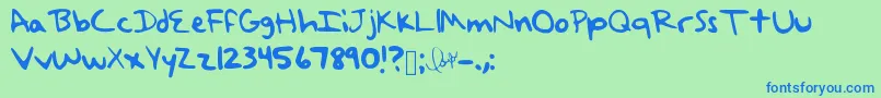 Czcionka TaylorSwiftHandwriting – niebieskie czcionki na zielonym tle