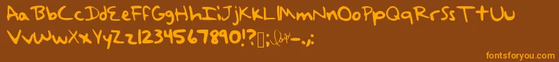 フォントTaylorSwiftHandwriting – オレンジ色の文字が茶色の背景にあります。