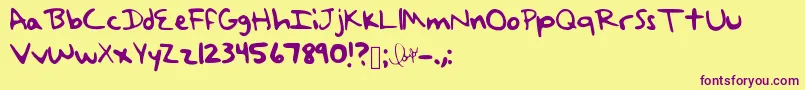 Weitere Informationen zur TaylorSwiftHandwriting-Schriftart TaylorSwiftHandwriting-Schriftart – Violette Schriften auf gelbem Hintergrund