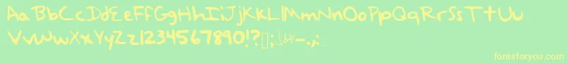 Czcionka TaylorSwiftHandwriting – żółte czcionki na zielonym tle