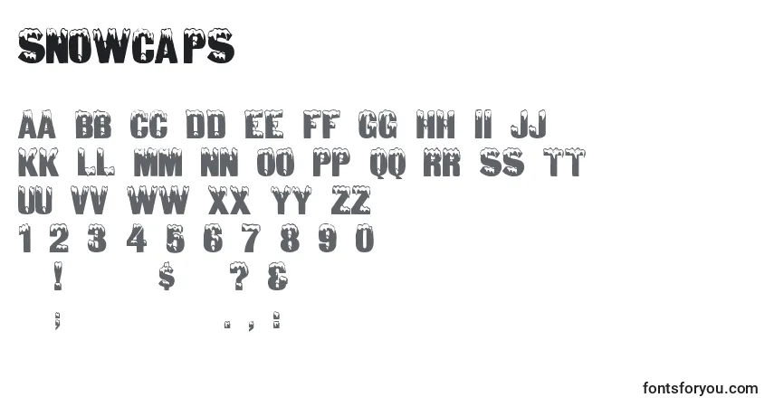 A fonte Snowcaps – alfabeto, números, caracteres especiais