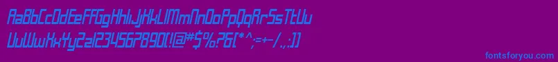 Шрифт SfLaundromaticCondensedOblique – синие шрифты на фиолетовом фоне