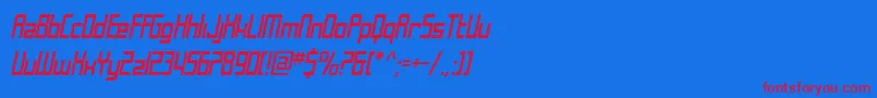 SfLaundromaticCondensedOblique Font – Red Fonts on Blue Background